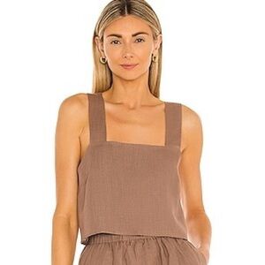Vitamin A Brown Minimalist Cropped Tank and matching shorts.